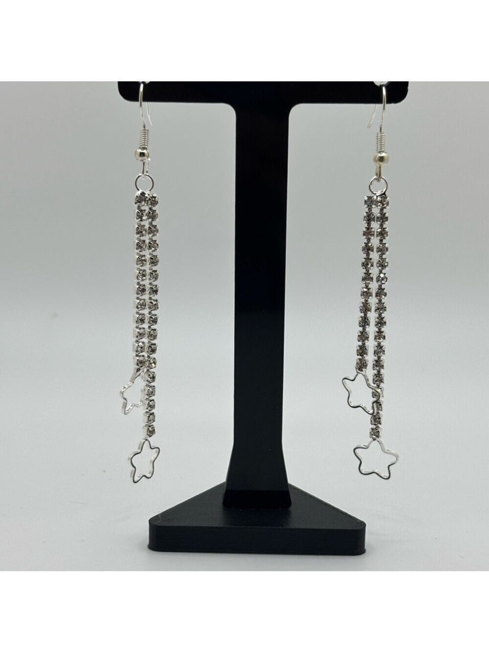 Elegant Silver Star Dangle Earrings